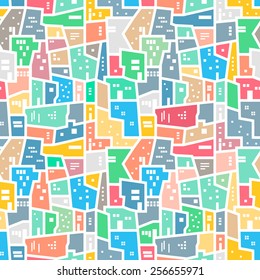 Brazilian favela. Bright colored seamless pattern. Vector background.