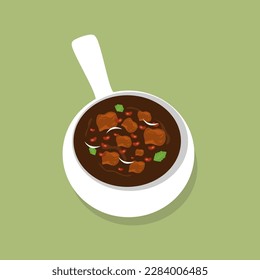 Brazilian Feijoada Stew - Hearty Brazilian Feijoada Stew with Beans and Sausage Vector Illustration