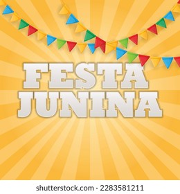 Brazilian Festa Junina Greeting Card with Social media Template.