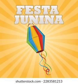 Brazilian Festa Junina Greeting Card with Social media Template.