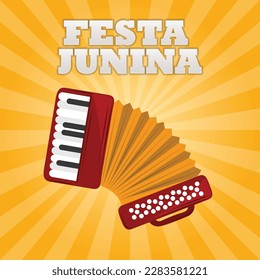 Brazilian Festa Junina Greeting Card with Social media Template.