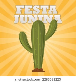 Brazilian Festa Junina Greeting Card with Social media Template.