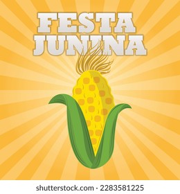 Brazilian Festa Junina Greeting Card with Social media Template.