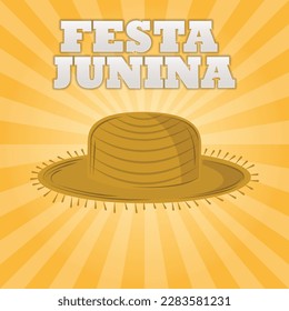 Brazilian Festa Junina Greeting Card with Social media Template.