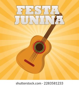 Brazilian Festa Junina Greeting Card with Social media Template.