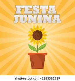 Brazilian Festa Junina Greeting Card with Social media Template.