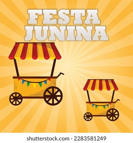 Brazilian Festa Junina Greeting Card with Social media Template.