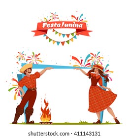 Brazilian Festa Junina Party banner. Vector illustration.