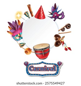 Brazilian Festival Festa Junina concept design with circle arrangement decorative elements