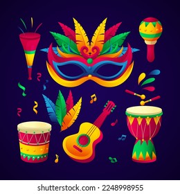 Brazilian Festival Festa Junina elements collection design with simple colorful flat design