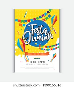 Brazilian Festival Festa Junina Poster Design Layout template A4 Size