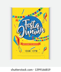 Brazilian Festival Festa Junina Poster Design Layout template A4 Size