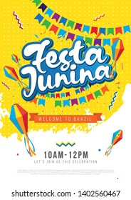 Brazilian Festival Festa Junina Poster Design Layout template A4 Size