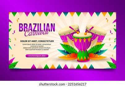 Brazilian Festival horizontal banner, social media cover template design