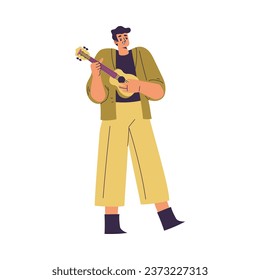 Brazilian Festival with Man Character Playing Ukulele Vector Illustration