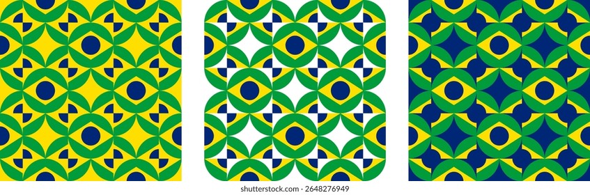 conjunto de padrão de círculo da bandeira brasileira. fundo geométrico para decoração. ilustração vetorial