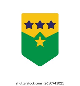Emblema da bandeira brasileira com três estrelas azuis estrela amarela em forma de escudo de ouro verde
