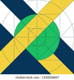 Brazilian flag geometric artwork minimalistic with proportional guides