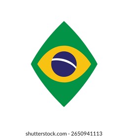 Brazilian Flag Graphic with Green Diamond Yellow Circle Blue Globe on emblem symbol