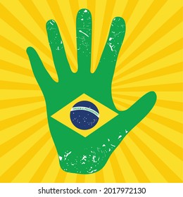 Brazilian Flag in hand illustration