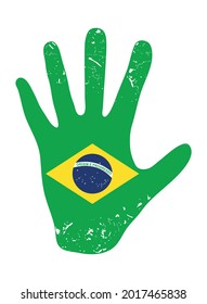 Brazilian Flag in hand shape