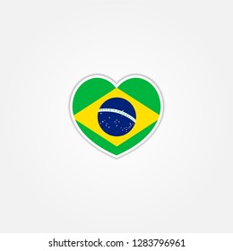 Brazilian flag heart vector