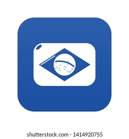 Brazilian flag icon blue vector isolated on white background