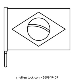 Brazilian flag icon. Outline illustration of Brazilian flag vector icon for web