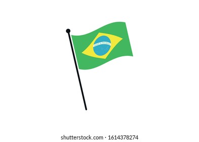 Brazilian flag icon, waving flag brazil icon illustration