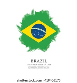 Brazilian flag made in brush stroke background