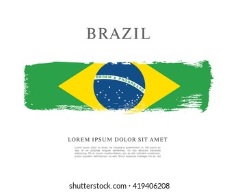 Brazilian flag made in brush stroke background