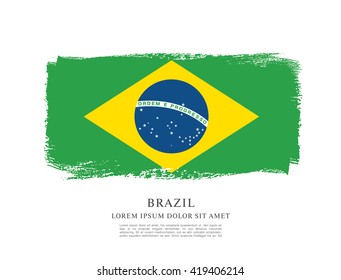 Brazilian flag made in brush stroke background