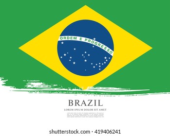 Brazilian flag made in brush stroke background