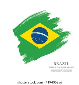 Brazilian flag made in brush stroke background