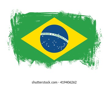 Brazilian flag made in brush stroke background