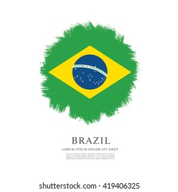 Brazilian flag made in brush stroke background
