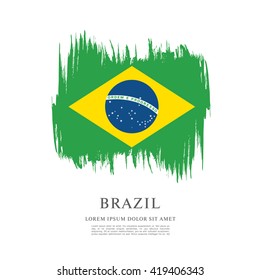 Brazilian flag made in brush stroke background