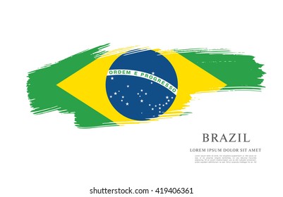 Brazilian flag made in brush stroke background