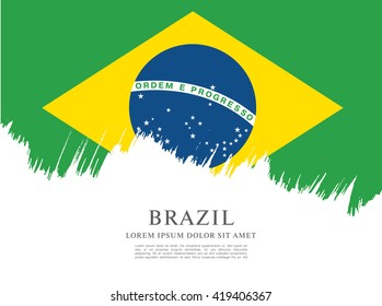 Brazilian flag made in brush stroke background