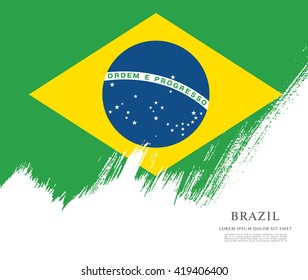 Brazilian flag made in brush stroke background
