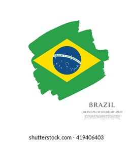 Brazilian flag made in brush stroke background