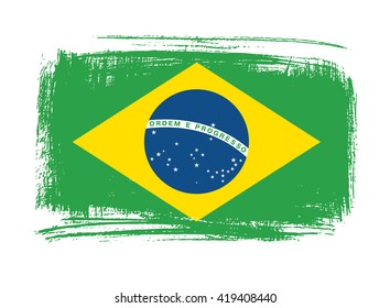 Brazilian flag made in brush stroke background