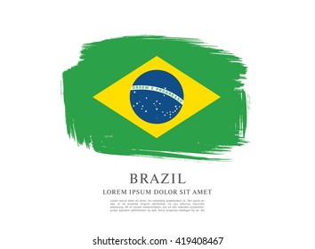 Brazilian flag made in brush stroke background