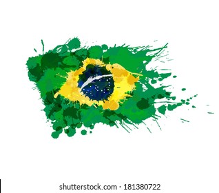 Brazilian flag made of colorful splashes