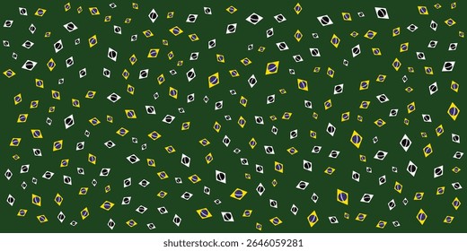 Padrão da bandeira brasileira no fundo verde.