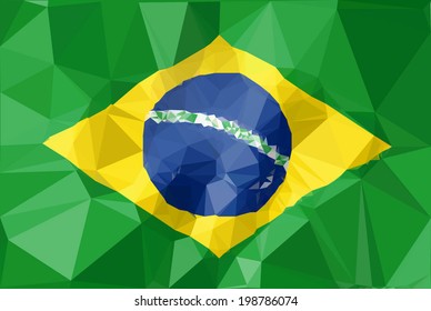 Brazilian Flag, polygonal shapes. Vector illustration.