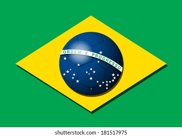 Brazilian flag with soccer ball