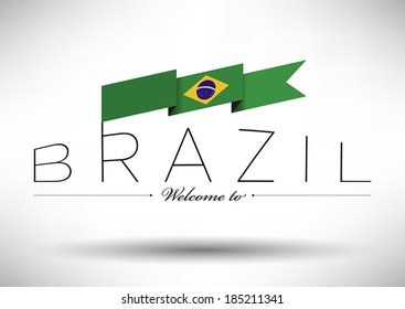 Brazilian Flag with Typography Design