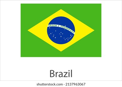 
Brazilian flag. Vector. Accurate dimensions, element proportions and colors. Brazil written flag