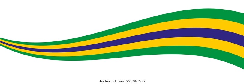 Plano de fundo do banner da onda da bandeira brasileira. Acenando a bandeira do Brasil. Cores da bandeira do Brasil. Ilustração de vetor.